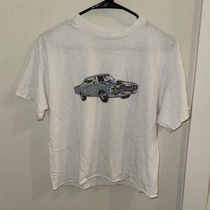 J Galt Brandy Melville White T-Shirt with Classic Car Graphic